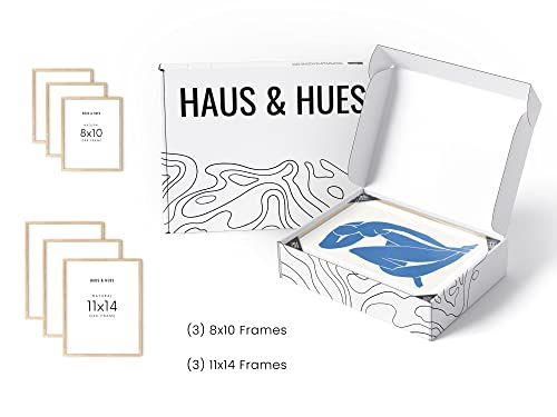 Haus And Hues Photo Frame Set - Set Of 6 Picture Frame Set, Bulk Picture Frames, Frame Collage For Wall, Gallery Wall Collage Picture Frames For Wall Picture Frame Pack (Three 8X10, Three 11X14 Beige) #TOP3