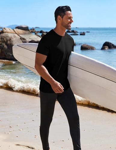 COOFANDY Mens Swim Shirt Short Sleeve UPF 50+ Sun Protection Shirt Rah Guard Athletic Quick Dry T Shirts3