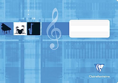 Clairefontaine 31514C - Cahier scolaire, idéal pour les cours de musique, A5 14,8x21 cm format paysage, 16 pages avec portées, 90g, 1 pièce, turquoise