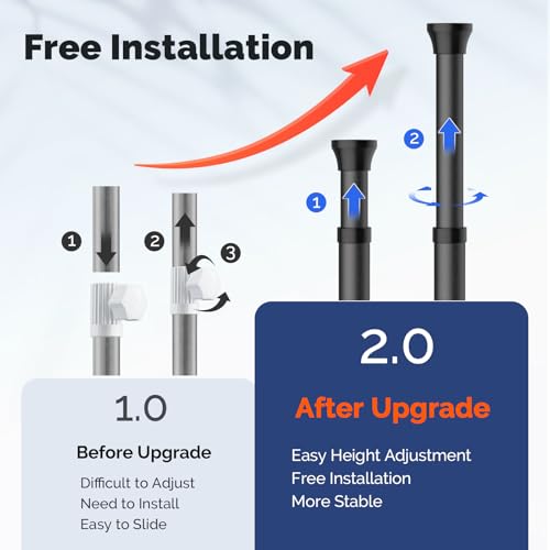 image for HAMITOR Corner Shower Caddy Tension Pole: Quick Installation 4-Tier Ru