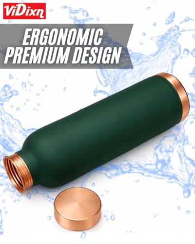 Image of 100% Pure Copper Water Bottle 950ml - Ayurvedic Leak-Proof Copper Bottle for Drinking Water - Handcrafted Mandala Design - BPA-Free & Eco-Friendly - Improves Immunity & Digestion (SEA GREEN)
