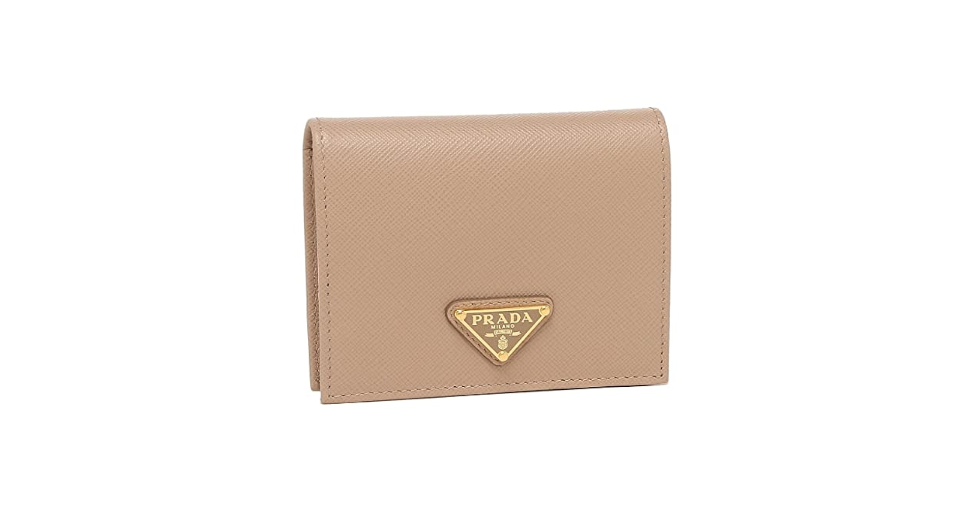 【美品】PRADA プラダ 三つ折り財布 トライアングルロゴ　 ベージュ 正規品 Amazon | [Prada] [プラダ] 二つ折り財布 サフィアーノ