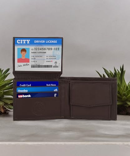 Leatherboss Leather Boys Slim Compact Flap Id Coin Pocket Bifold Wallet with debit credit card holder, Dark Brown4