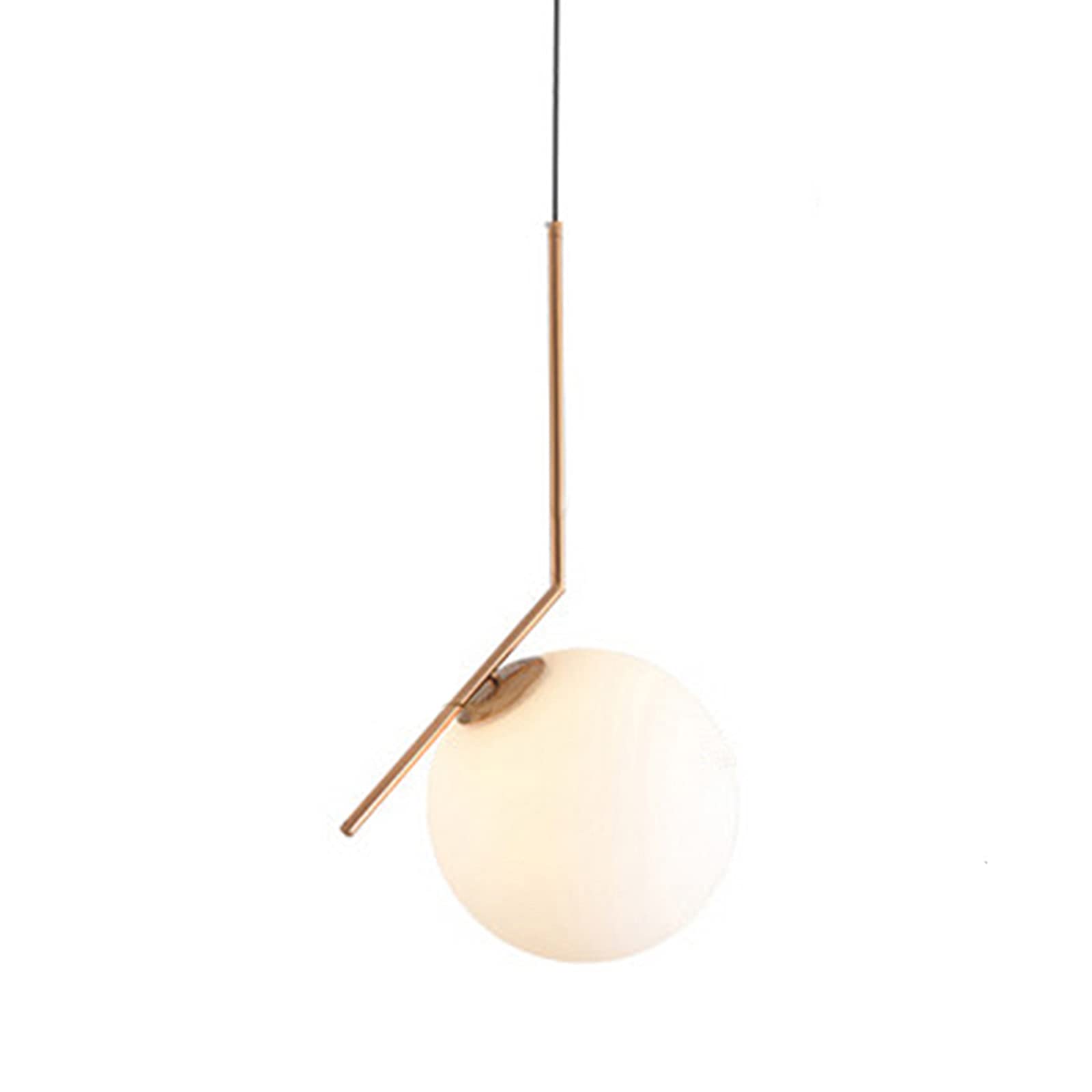 SHALLOW SEA Modern Minimalist Style Pendant Lighting, White Glass Globe Chandelier, Gold Metal Accessories,Living Room Hanging Lamp,Bedroom Bedside Bar Hanging Lighting (20cm)