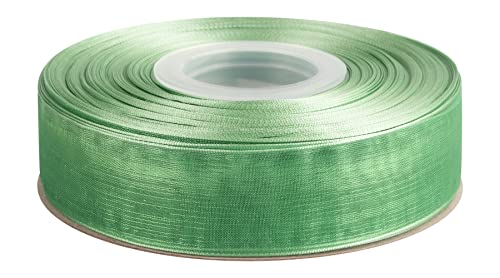 TEKDEERE 25mm Sheer Organza Ribbon,Emerald Shimmer Chiffon Ribbon for DIY Crafts Wedding Party Decorations Gift Wrapping Bridal Bouquets (45M) - Image 2