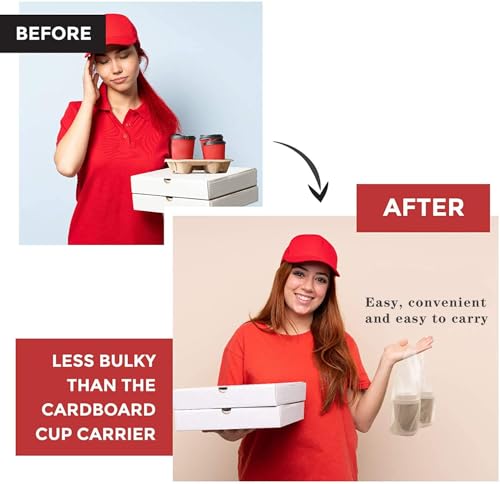 Einwegbecherhalter, 1 Becher Plastikbecherhalterbeutel mit Griff Einwegbecherhalter für heiße und kalte Getränke-Becherhalterbeutel für Kaffeetassen für den Lebensmittelservice 100 PC (16 x 26 cm)