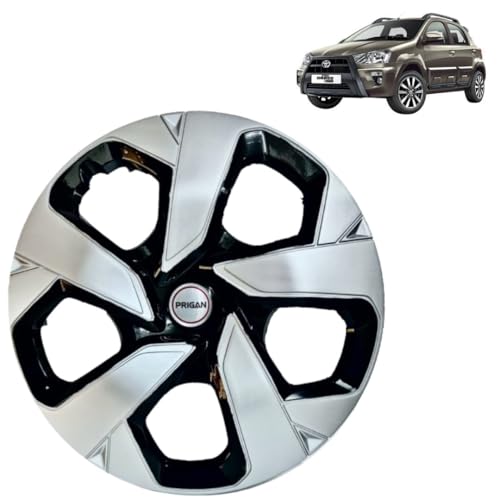 Image of Prigan Etios Cross Black Silver Wheel Cover 15 inch for Etios Cross(Set of 4 Pcs) (Press Fitting) Model- Punch Reverse 15