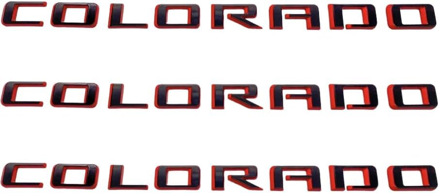Image of 4Pcs New Body Side Tailgate Side Emblems 3D Badge Logo Truck Nameplate Sticker Letter 85594766 Replacement for 2015-2022 Colorado V6 (Black Red)