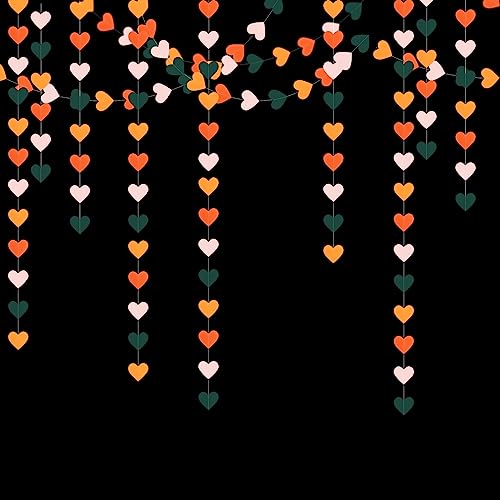 Image of Pink Green Orange Party-Decorations Heart-Garland - 52ft Little Cutie Baby Shower Hanging Decoration Streamers Banner,Wedding Bridal Shower Birthday Spring Summer Fall Autumn Decor Panduola