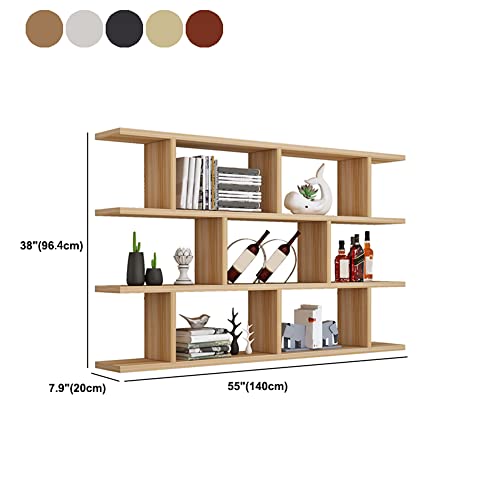 Litfad 3-Shelf Modern Wood Bookcase Floating Shelf For Wall Storage Wall Mounted Book Shelf Wall Shelf For Living Room Study Room Office - Black 55.1" L X 7.9" W X 37.9" H #TOP1