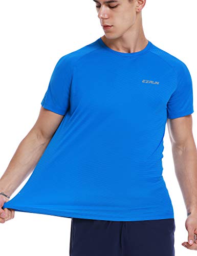 Men's Dry Fit Moisture Wicking Athletic T-Shirt Short Sleeve Workout Running Shirts for Men (Blue,XL)