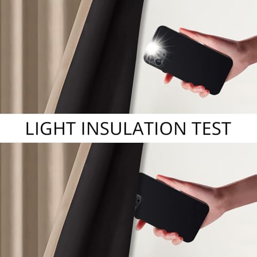 Image of Cloth Fusion 100% Blackout Window Curtains 5 Feet Long Set of 2 with Blackout Lining, Double Layer Room Darkening Parda with Stainless Steel Grommets for Home Decor (5x4 Feet, Beige White)