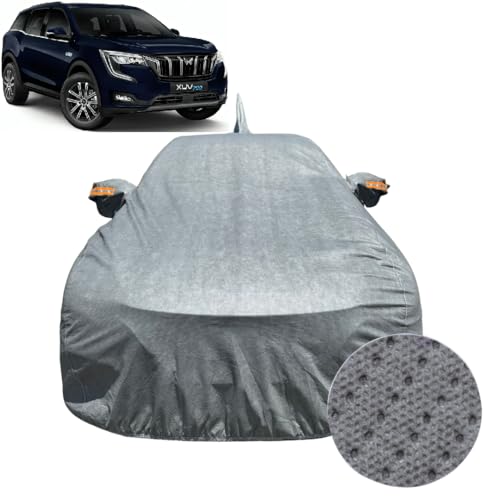 Image of Car Cover for Mahindra XUV 700 (2021-2025) | 100% Waterproof Cover with Antenna & Reflective Mirror Pockets | Dustproof, Scratchproof, Heatproof XUV 700 Car Cover |Soft Cotton Lining| Grey