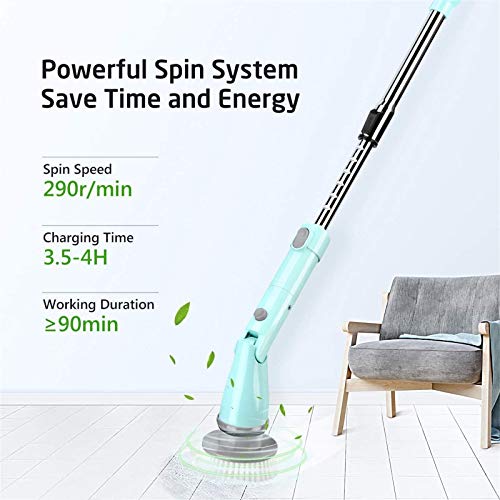 Homitt Electric Spin Scrubber, Bathroom Scrubber with 4 Replaceable Cleaning Shower Scrubber Brush Heads, 1 Extension Arm and Adapter for Tub, Tile, Floor, Wall and Kitchen - Thumbnail 7