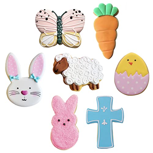 Easter Cookie Cutters 7-Pc Set Made in USA by Ann Clark, Easter Bunny, Egg, Holy Cross, Carrot, Butterfly, Lamb - Image 3