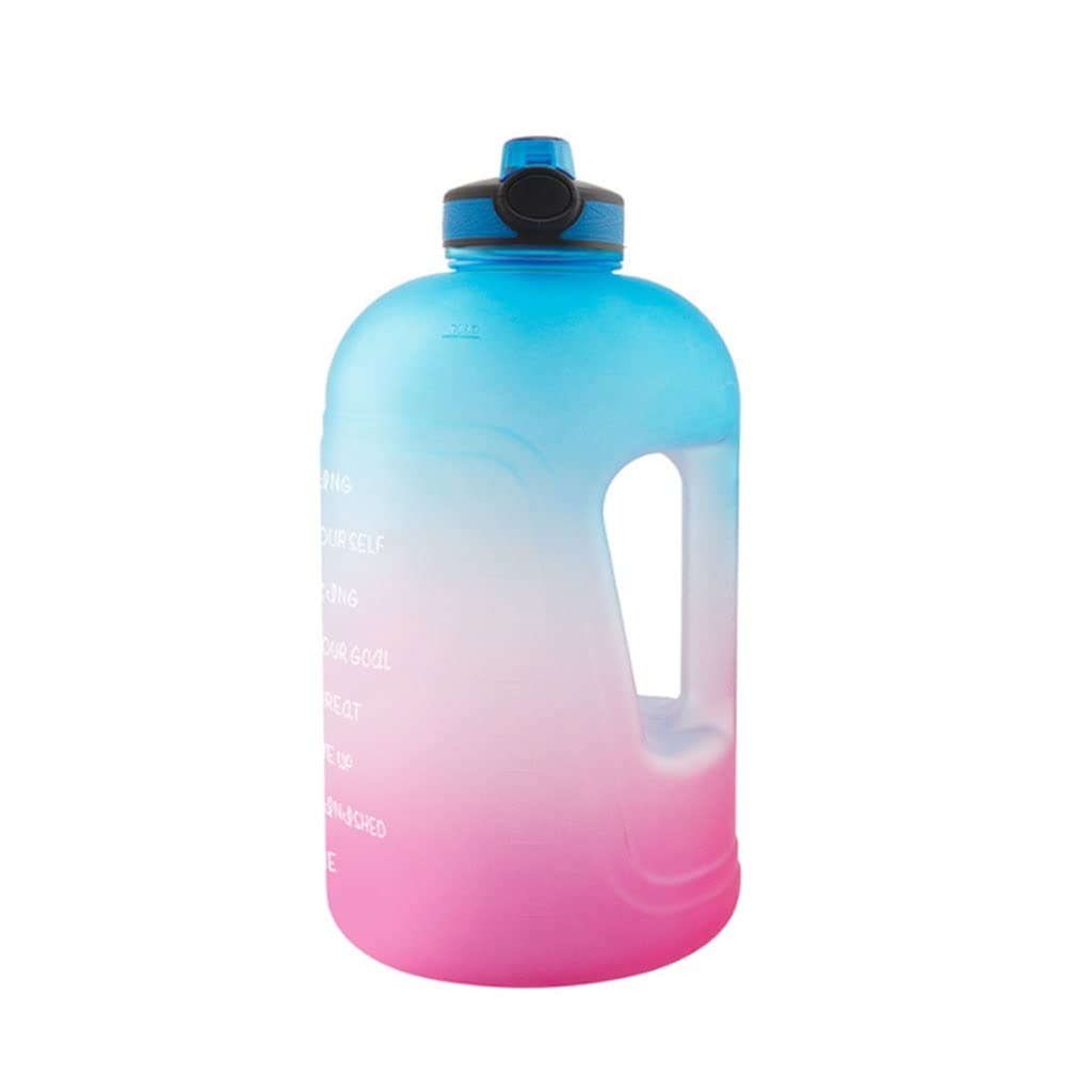 Butelka na Wodę 3.78L Sport Butelka wody z znacznikiem czasu Duża pojemność Cup Wody Outdoor Fitness Przenośne Słomiane Gradient Wody Butelki Sportowa Butelka na Napoje (Color : Blue pink)