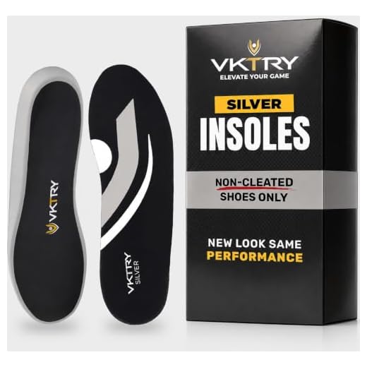 VKTRY Silver Performance Insoles–Carbon Fiber Shock Absorbing Inserts, Non-Cleated Shoes–Improve Explosiveness, Protect Against Injury, Optimize Energy Return