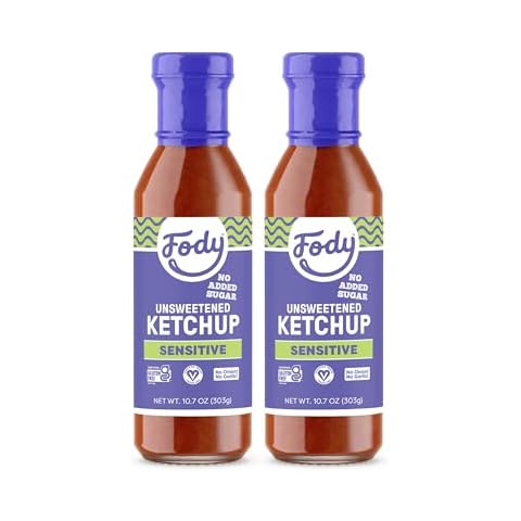 Fody Foods Vegan Unsweetened Tomato Ketchup, Low Fodmap Certified, Sensitive Recipe, Gut & IBS & Keto Friendly Condiment, Non GMO, 2 Pack Cover