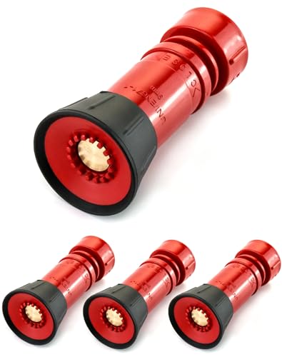 Image of QWORK Fire Hose Nozzle, 1 inch Heavy Duty NPSH /NPT Thermoplastic Constant Flow Fog Nozzle, Fire Equipment, 4 Pack
