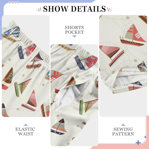 ZZXXB Sailboat Pattern Boys Long Pants Soft Trousers Elastic Waist Kids Lounge Bottoms with Pockets S-XL4