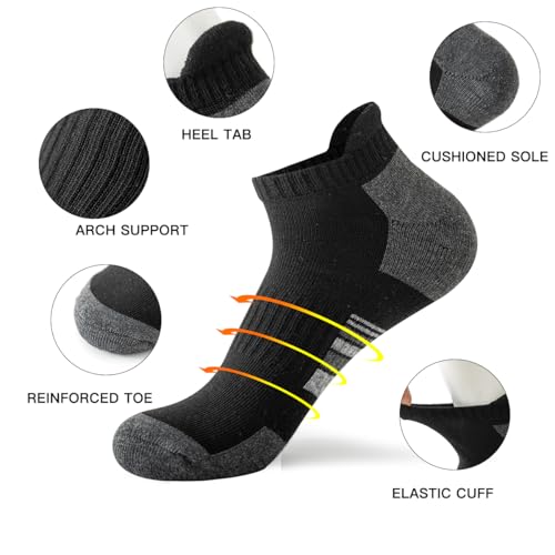 JOYNÉE 10 Pairs Mens Ankle Socks Athletic Running Socks with Tab Low Cut Socks for Men3