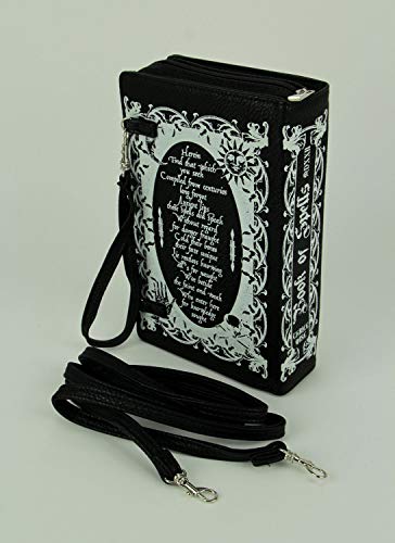 Things2Die4 Black And White Glow In The Dark Book Of Spells Crossbody Purse, Medium #TOP2
