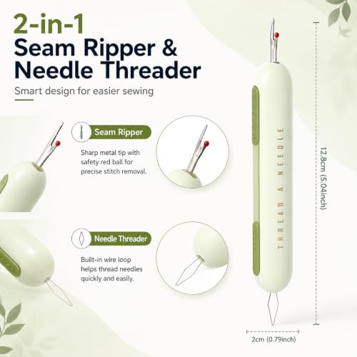 Image of Woffely Sewing Accessories Combo Kit, 2-in-1 Needle Threader Tool with Round Retractable Measuring Tape, Soft Flexible Tape Measure for Tailoring, Fabric, Embroidery, Clothing Repair & DIY Crafts