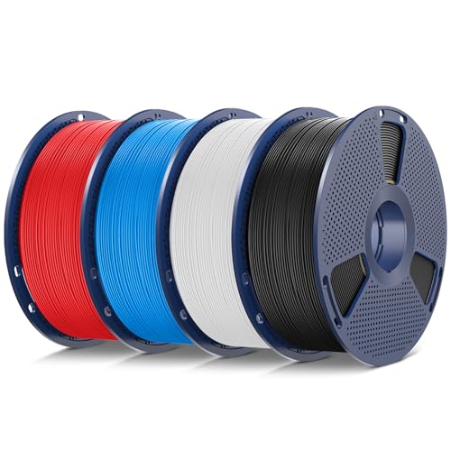 Image of SUNLU 4kg TPU 3D Printer Filament Bundle, High Speed 90A TPU Filament 1.75mm ±0.03mm, Individually Vacuum Packed, 4kg in Total, 1kg per Spool, 4 Pack. (Black+White+Blue+Red)