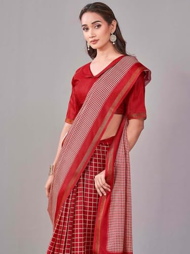 Image of Satrani Women's Silk Printed Saree with Unstitched Blouse Piece