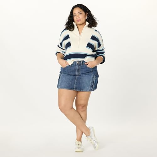 Image of The Drop womens Russel Stripe Half Zip Sweater