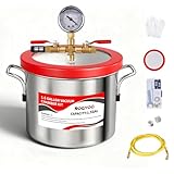 ROGVOC 1.5 Gallon Vacuum Chamber, 201 Stainless Steel Degassing Chamber with Acrylic Lid and 4.9 ft Hose, for Resin, Silicone, Epoxy, Plaster Degassing and Wood Stabilization Projects