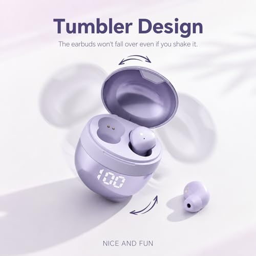 Image of Xmenha Invisible Mini Small Earbuds Wireless Bluetooth, Purple Comfortable Discreet Tiny Hidden Micro Smallest Sleep Earbuds Low Profile Headphones for Work Ear Buds for Small Ears Canals Women
