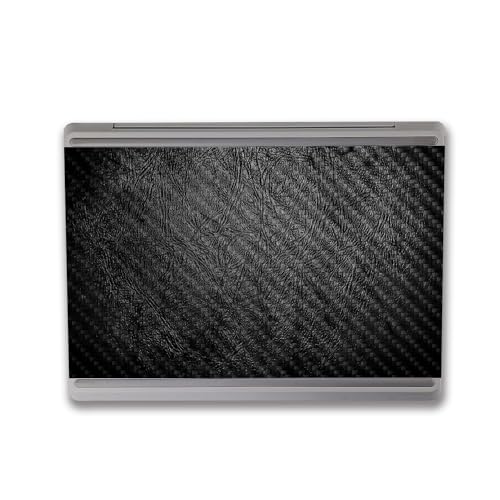 Image of MightySkins Carbon Fiber Skin Compatible with Microsoft Surface Laptop Go 3 (2023) Full Wrap Kit - Black Leather | Protective, Durable Textured Carbon Fiber Finish | Made in The USA