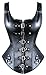 YIANNA Steampunk Punk Rock Faux Leather Buckle-up Corset Bustier Basque Top, YA1412-Black-S