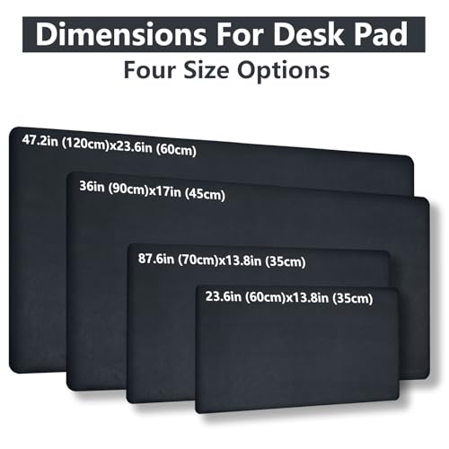 Image of AROPANA Anti-Slip Extended Mouse Pad, PU Vegan Leather Desk Mat, Computer Desk Table Protector Pad with Non-Slip Suede Base for Keyboard, Desktop, Laptop, Office (120x60CM, Black)