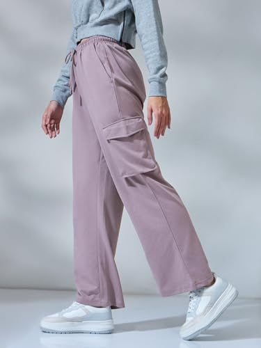 Image of Bewakoof Women's Cotton Regular Fit Track Pant|Track Pants for Woman | Lower for Women | Multipurpose | Activewear | Utility Pockets | Lightweight & Flexible Elastic Waist | Casual Joggers