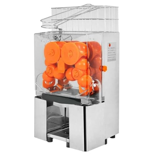 Máquina Exprimidora Naranjas Comercial,Exprimidor Eléctrico Cítricos 120W,Prensador Automático para Bares y Restaurantes,20 Naranjas/Min,Acero Inoxidable,Filtro Extraíble y 2 Cubetas