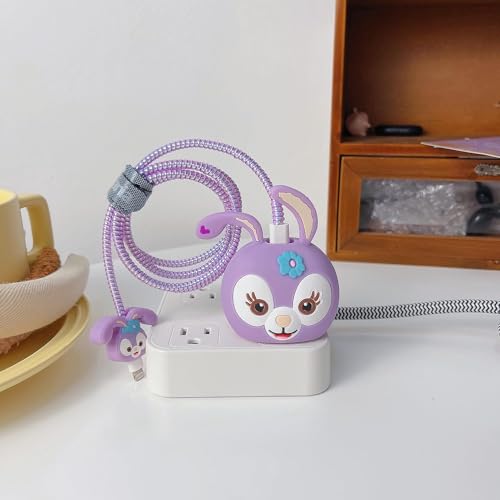 Image of Cartoon 3D Design Protective Case Compatible with Apple 18W - 20W USB-C Power Adapter Charger, Protective Cover for iPhone 18W & 20W Power Adapter Charger with Wire Saver. (Stelalou-Rabbit)
