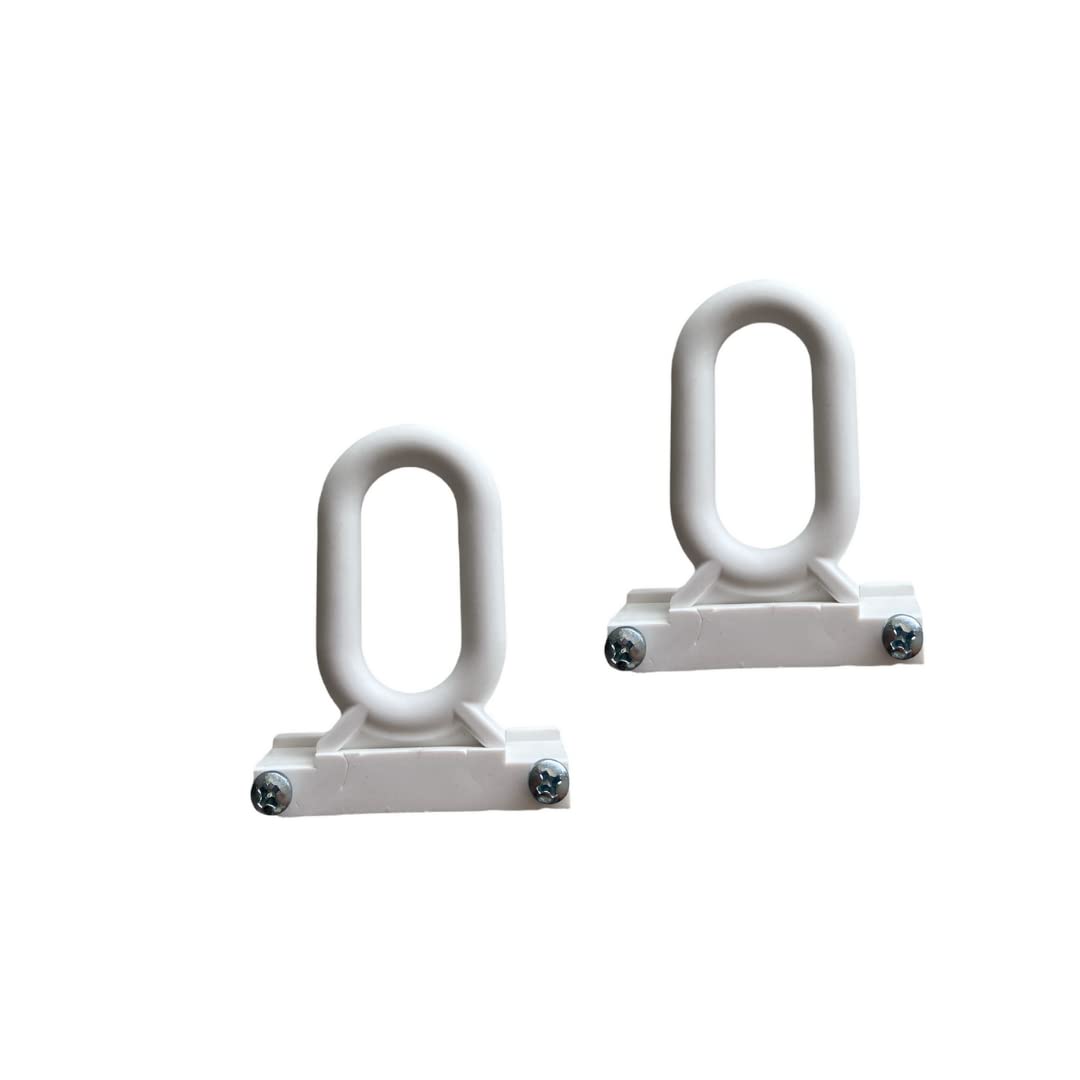 TENDAGGIMANIA Ganci per Tende da Sole Esterno 1 Coppia - Completi di Viti di Fissaggio - Colore Bianco - Accessori Occhielli per Tende da Sole Tempotest Universali in PVC Resistente
