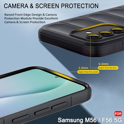 Image of TheGiftKart Liquid Silicon Back Cover Case for Samsung Galaxy M56 5G / F56 5G | Shockproof Military Grade Protection | Micro-Fibre Cloth On Inner Side | Anti-Slip Grip Back Cover Case (TPU, Black)