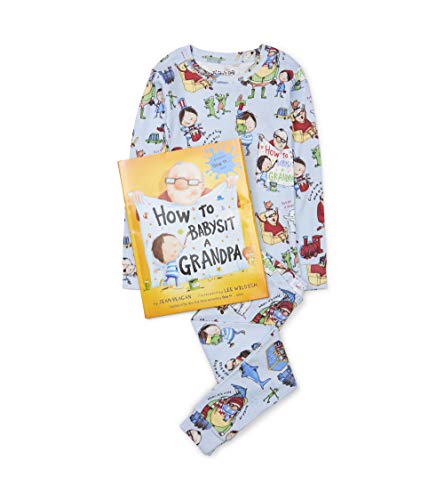 Books to Bed Boys' Book and Long Sleeve Printed Pajama Set, How to Babysit a Grandpa, 10 Years