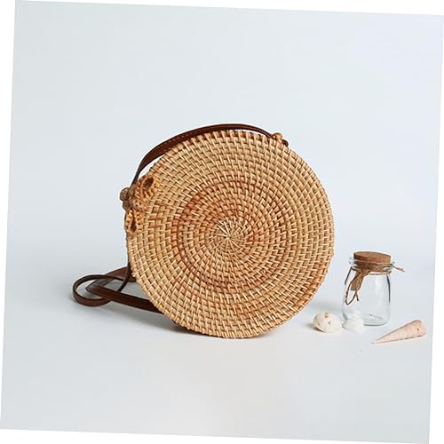 PartyKindom Handmade Natural Rattan Woven Crossbody Bag with Bowknot Buckle Eco Friendly Cotton Lined Shoulder Bag for Women Durable Straw Handbag for Daily Casual Use3
