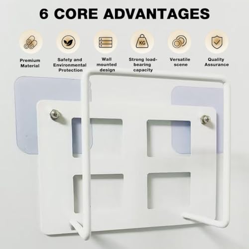 Image of HASTHIP WiFi Router Stand Wall Mounted Metal WiFi Holder Without Drilling | White Wire Wall Wifi Holder Organizer, Router Stand Without Drill, Ideal for Home, Office, 15x6x10cm