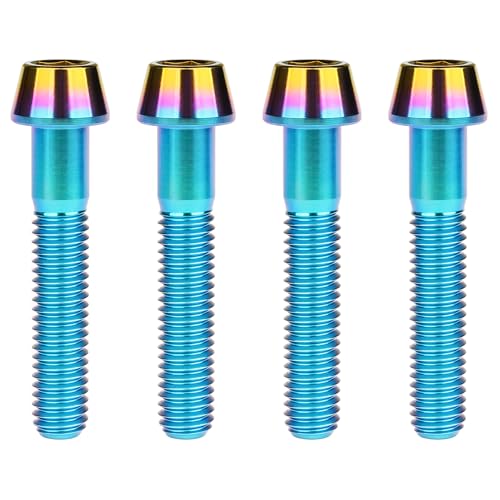 Image of Titanium Ti Bolt M5x9 16 18 20 25 30 35 40 45 50 55 60mm Tapered Head Screws Pack of 4 (M5x30mm, Iridescent Blue)