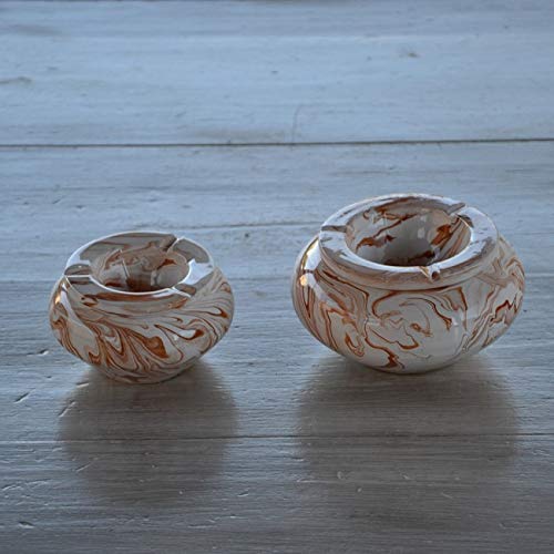 Cendrier anti fumée marbré bleu marron et blanc - Grand modèle