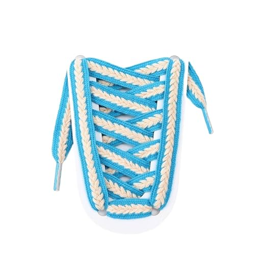 スニーカー用フラットウィートイヤーシューレース ツイストブレイド マシュマロ カラフルシューレース キャンバステクスチャ織りシューレース(Mint green beige,100cm)