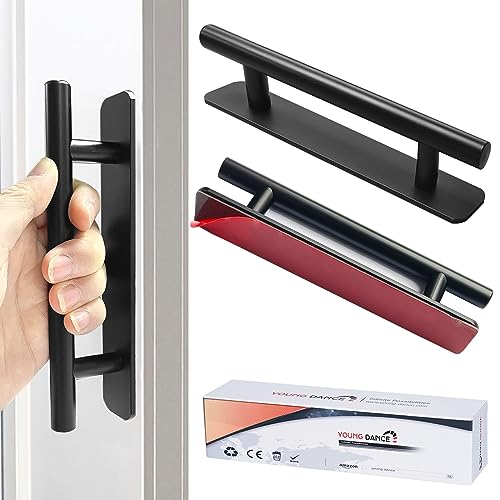shuokang 2 Stück Selbstklebende Möbelgriffe, Aluminium Schrankgriffe, Schubladengriffe, Türgriffe, Ohne Bohren Griff für Kleiderschrank, Küche, Schiebetür, Balkontür (148mm, Schwarz)