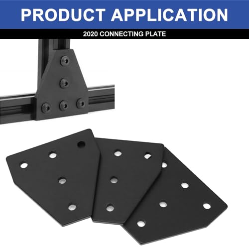 Image of 10pcs 2020 Extrusion T Plate Joining Corner Bracket Connector T Slot Hardware 8020 V Slot Aluminum Extrusion Accessories with T Nuts and Screws for Extruded Aluminum Black