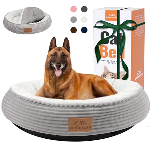 Zerbuger 30in Dog Bed Sofa for Small/Medium/Large Dogs, Machine Washable Supportive Foam Pet Couch with Washable Removable Mat and Non-Slip Bottom, Pet Cuddler for Indoor/Outdoor/Car/Cage, Light Grey