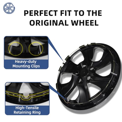 Paanlok 17 inch Gloss Black Wheel Covers for 2019-2025 Toyota RAV4 LE, Fits Factory Steel Wheels 42611-42520 42611-0R230, Direct OEM Replacement 42602-0R040, Snap-on Hubcaps 4 Pack by PAANLOK - Used condition - Image 6